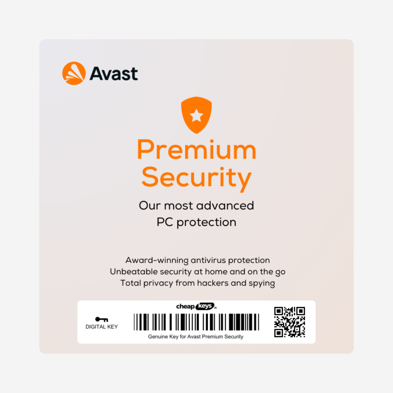 Avast Premium Security product key box