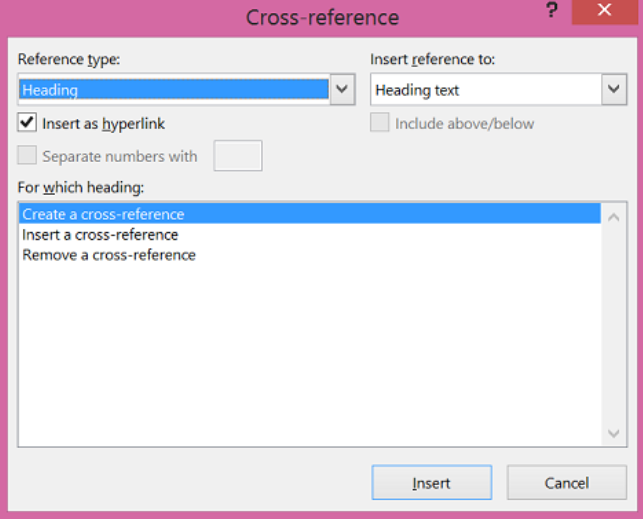 Cross-reference to a Heading