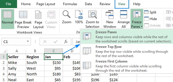 Freeze Panes in Excel