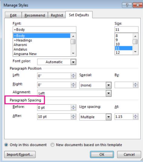  Line Height in Microsoft Word