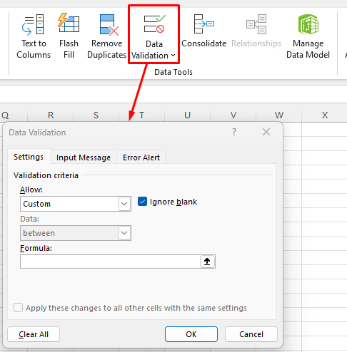 Data Validation in Excel