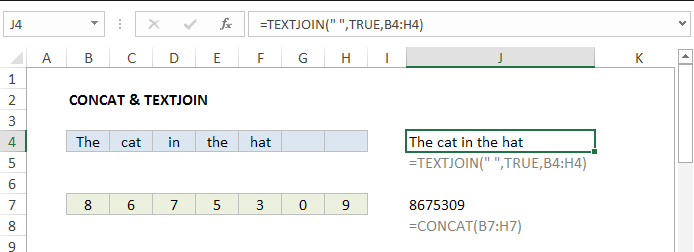 CONCAT and TEXTJOIN functions