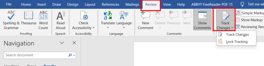 Tracked Change in Microsoft Word