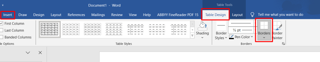 Hide Gridlines in a Table