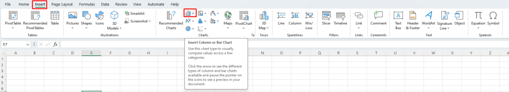 Column Chart in Excel