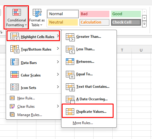 Highlight Duplicate Values 