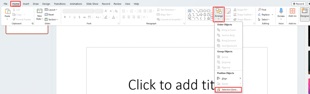 Selection Pane in PowerPoint