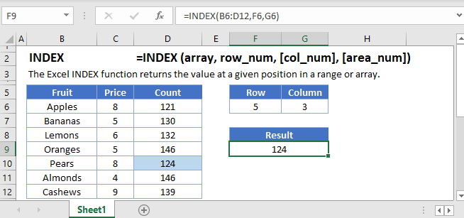 INDEX Formula in Excel