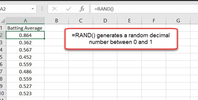 RAND Function in Excel