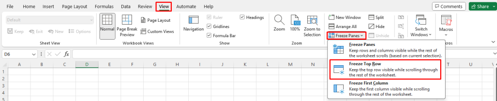 Freeze Rows or Columns