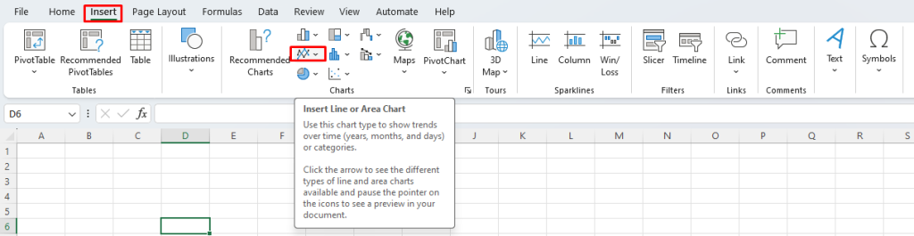 Line Graph in Microsoft Excel