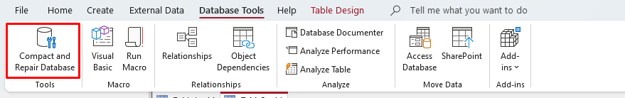 Compact and Repair Database Feature