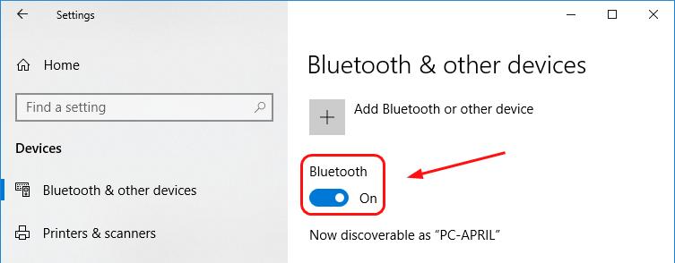 Bluetooth in Windows 10