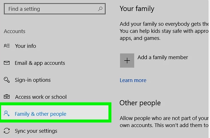 Family & other users settings