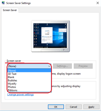 Screensaver in Windows