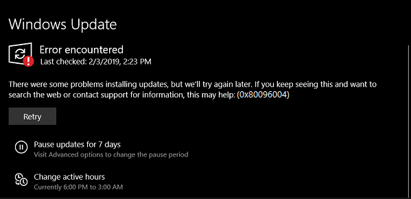 Windows 10 Update Error