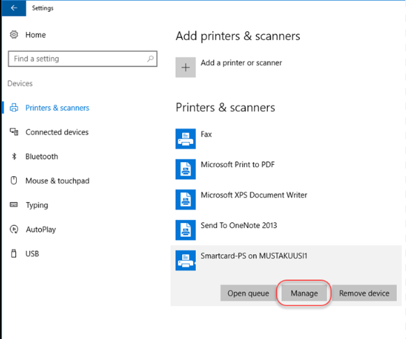 Printer Settings in Windows 10