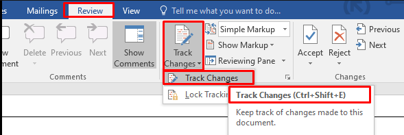 Track Changes in a Word Document
