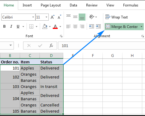 Merge Cells in Excel