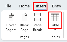 Table in Microsoft Word