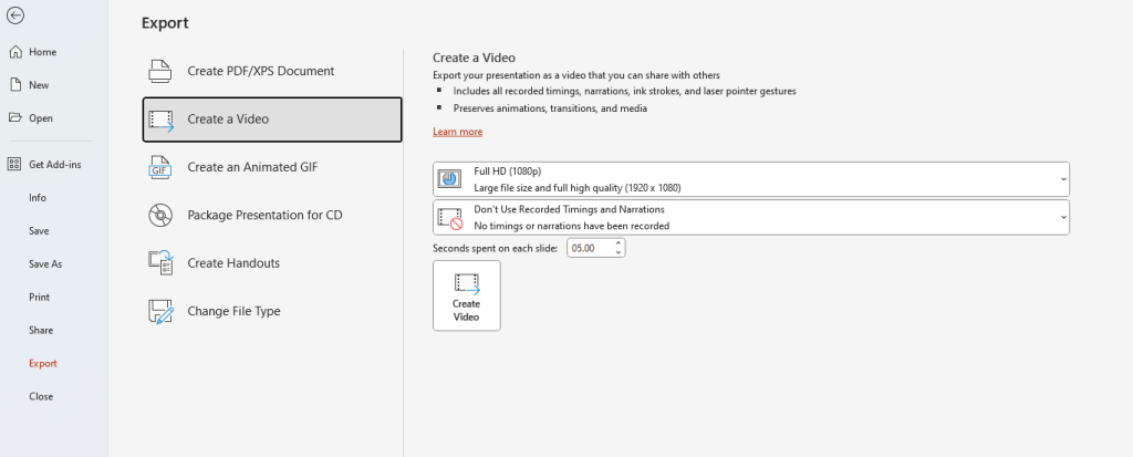 PowerPoint Presentation as a Video File