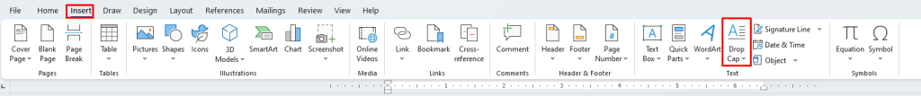 Drop Cap in Word