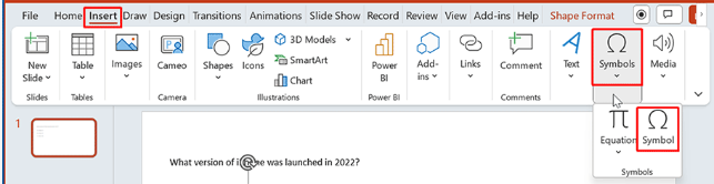 Symbol in PowerPoint