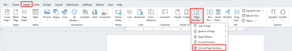 Page Numbering Format