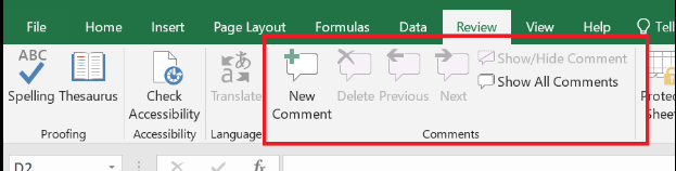 Comment in Microsoft Excel