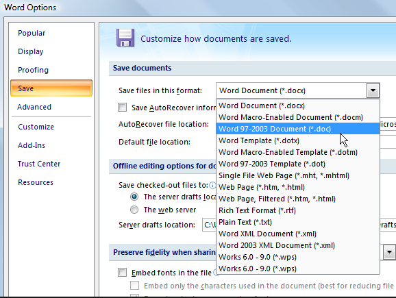 Default File Format