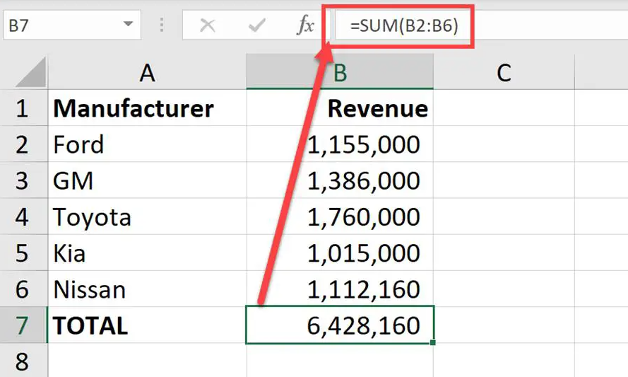 AutoSum Function in Microsoft Excel