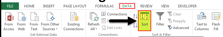 Sort Data in Excel