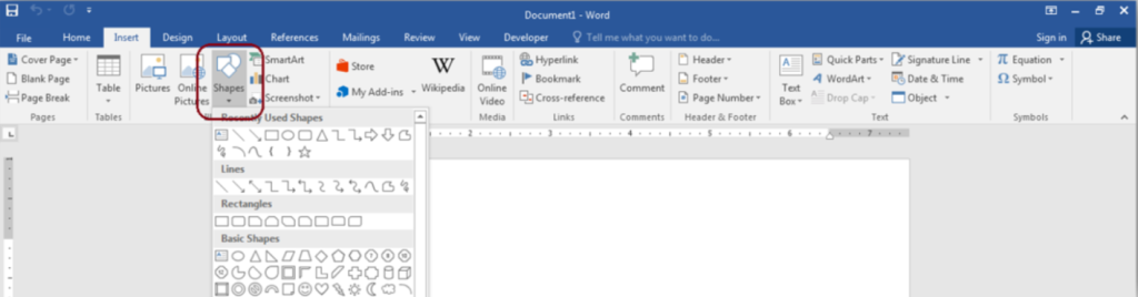 Default Shape in Microsoft Word