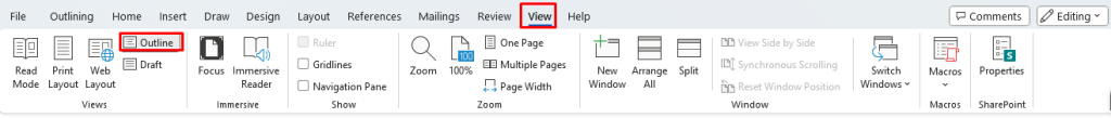 Outline View in Word