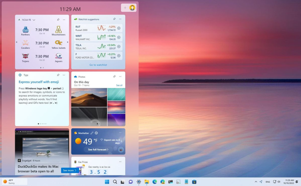 Windows 11 Widgets Example Two