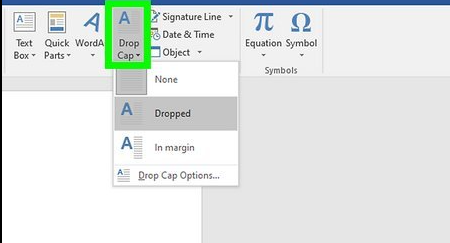 Drop Cap in Microsoft Word