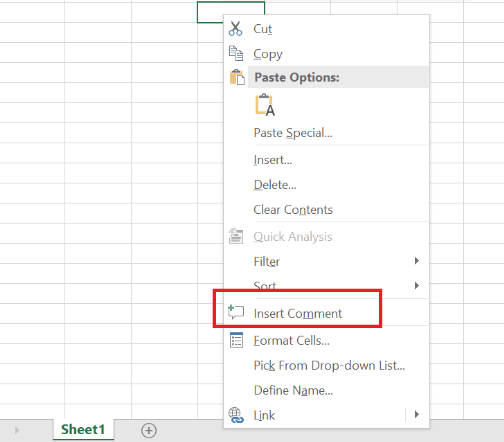 Comment in Microsoft Excel