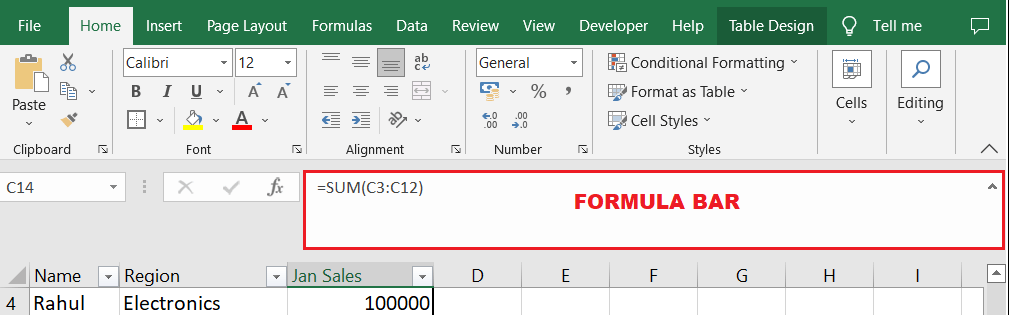  Formula Bar