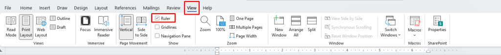 Ruler in Microsoft Word