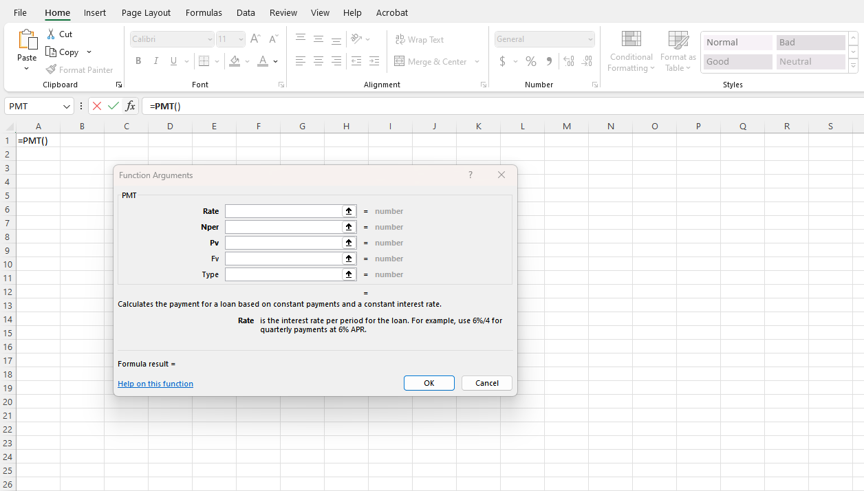 PMT Formula in Excel Example