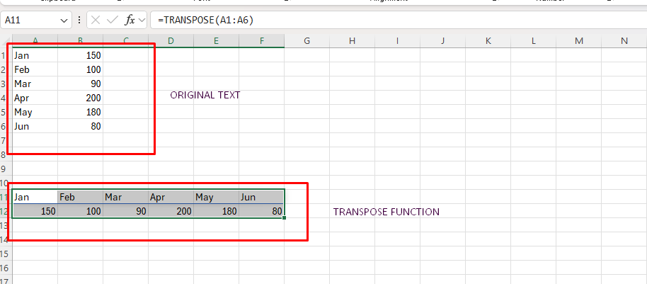  TRANSPOSE Function in Excel