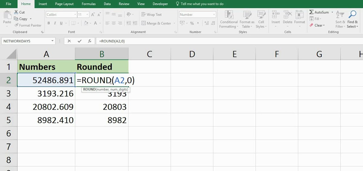 ROUNDUP Function in Excel