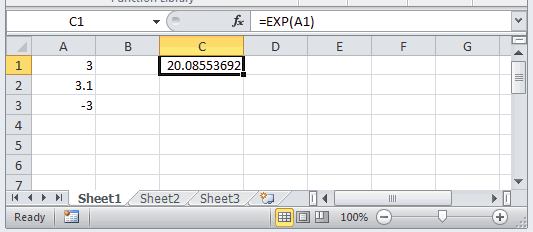 EXP Function in Excel