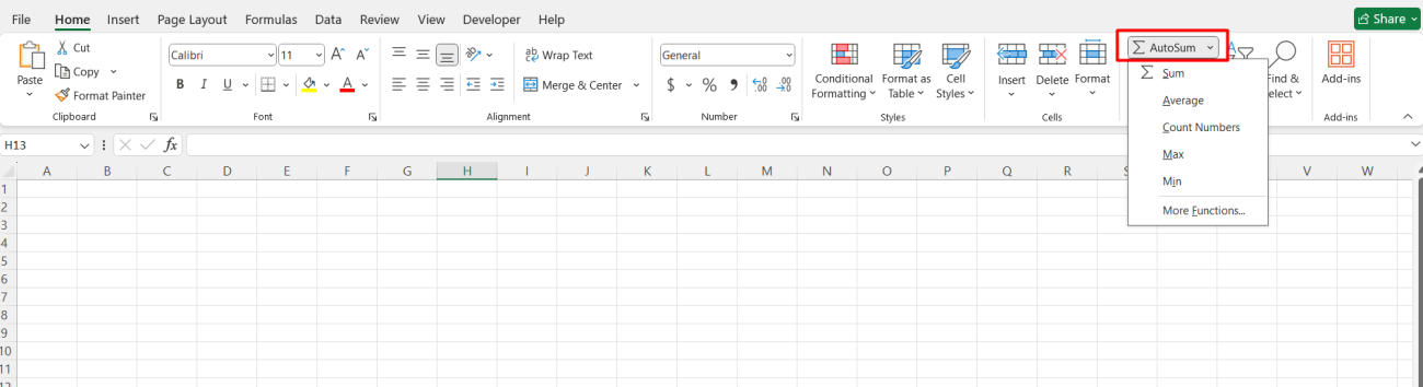 Automatically Sum Values in Excel