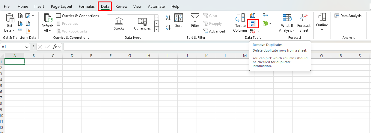 Remove Duplicate Entries in Excel