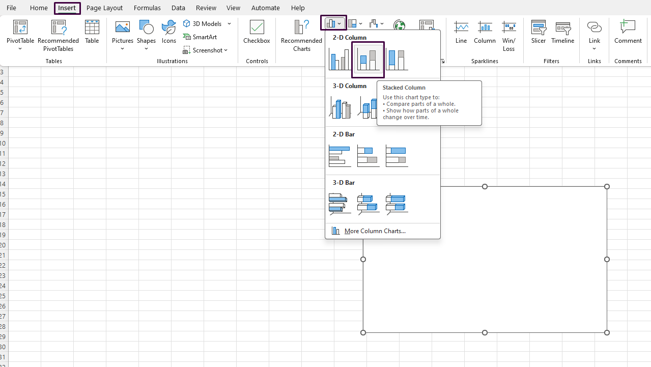 Stacked Column Chart in Excel