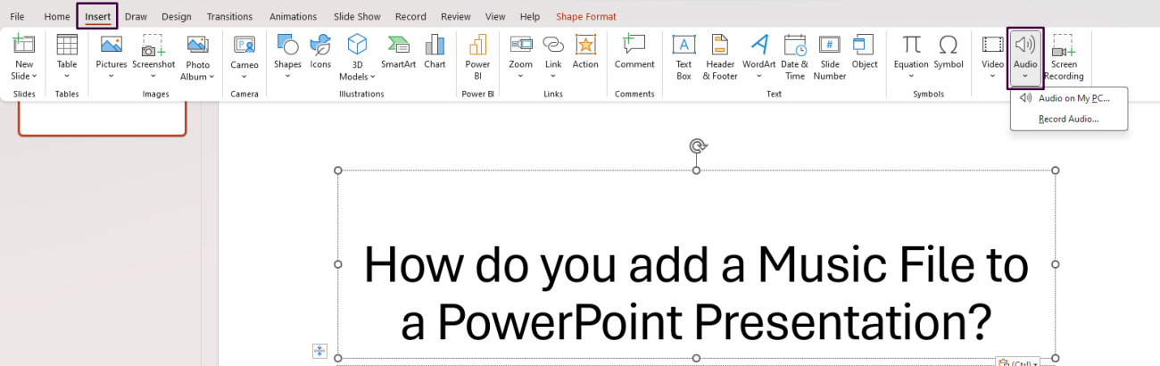 Music File to a PowerPoint Presentation