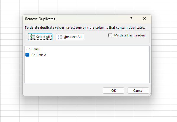 Remove Duplicate Entries in Excel