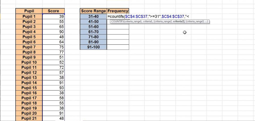  Frequency Distribution in Excel