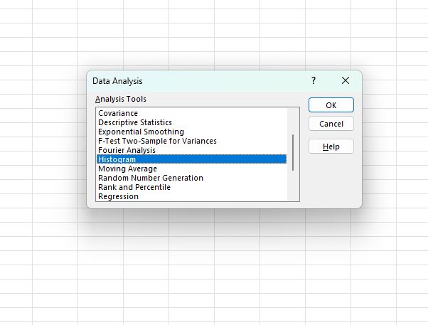 Histogram in Excel